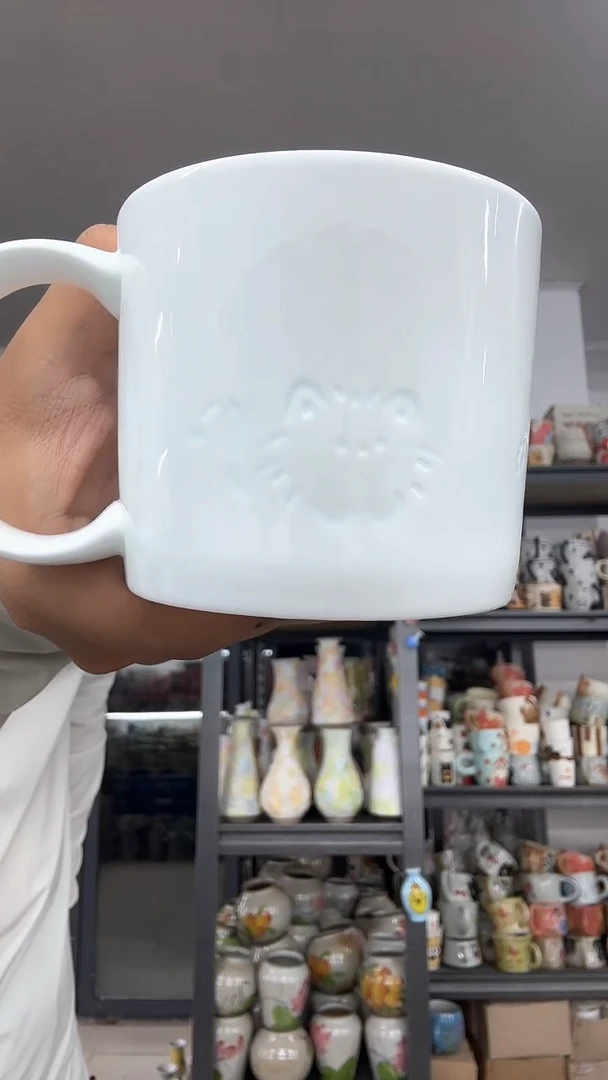 陶瓷创意玲珑瓷小猫杯子款式2背后猫爪印