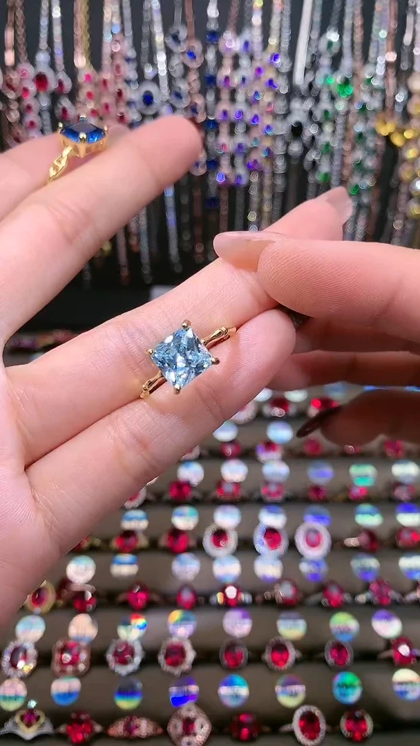 【闪购商品】海蓝宝石戒圈银S925镶嵌8金