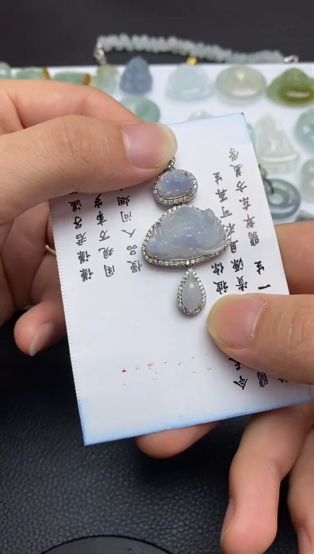 银S925镶嵌定制翡翠翡翠饰品~