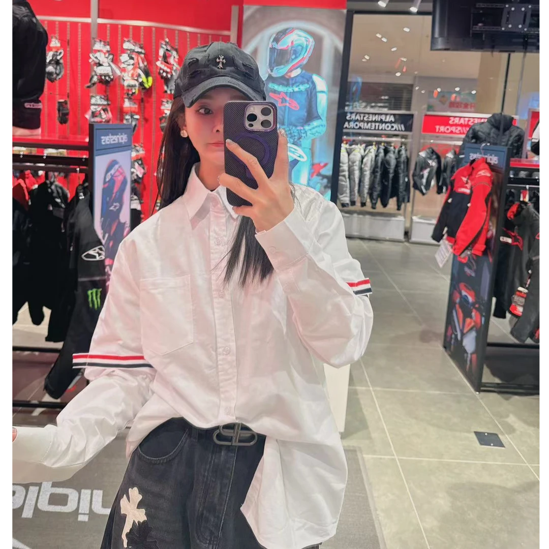 侧边彩虹设计春秋2024新款少年感薄款休闲秋季男生衬衣百搭外穿