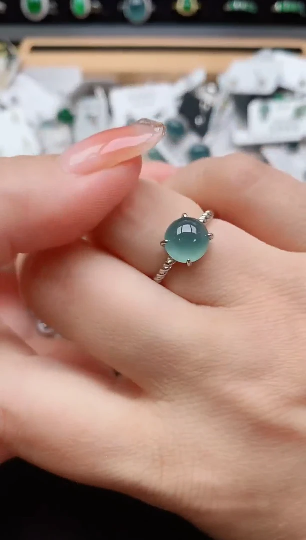 银S925镶嵌戒指翡翠1