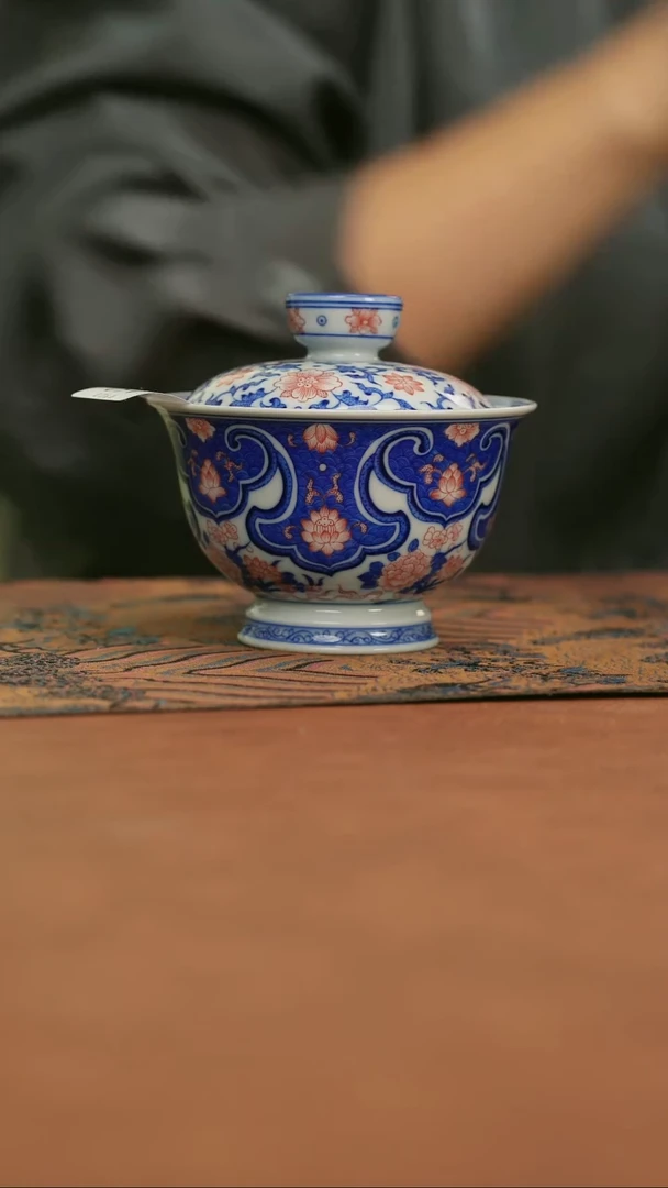 摆件陶福利盖碗如意纹