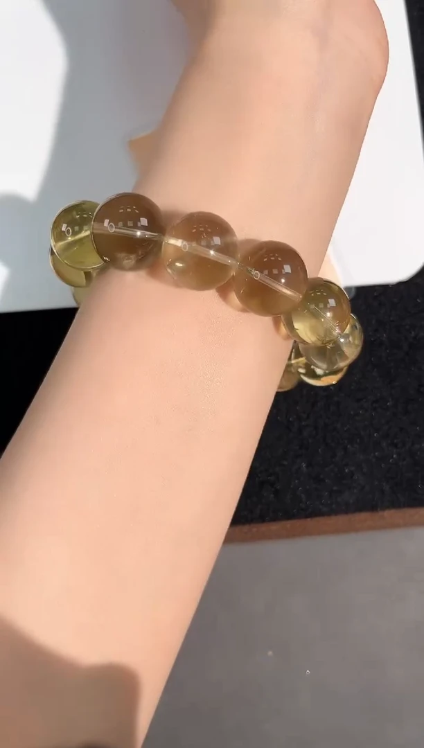 水晶手链未镶嵌13号利姆利亚黄阿赛单圈18mm