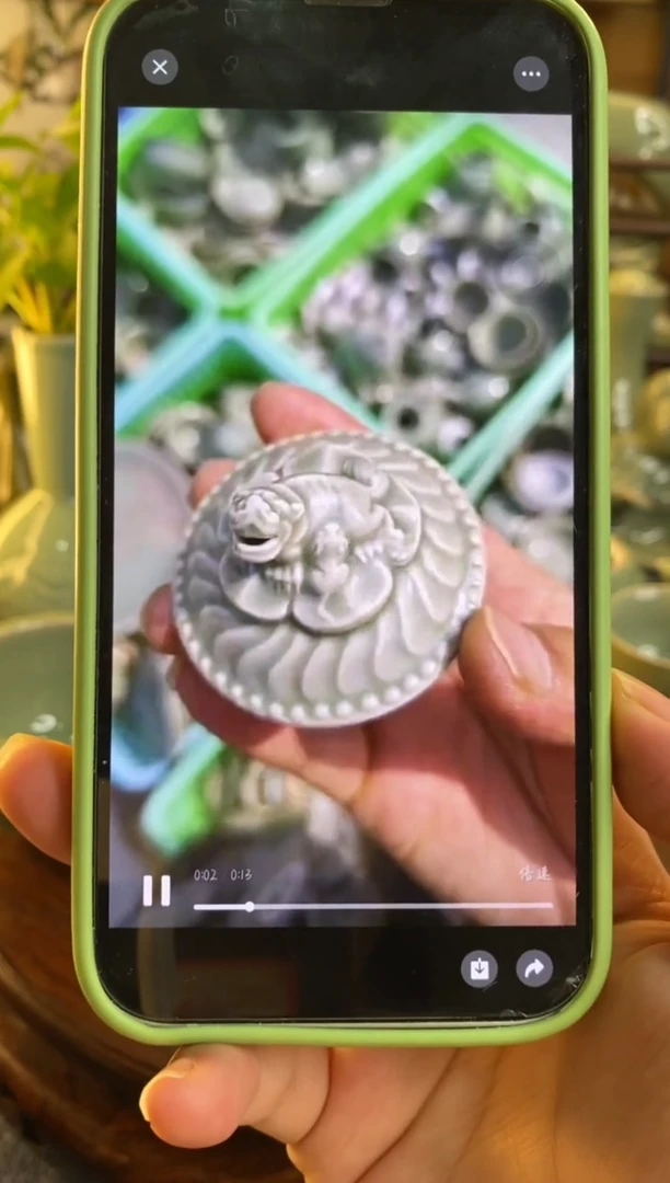 XG001 耀州窑 瑕疵处理狮子盖子 一个