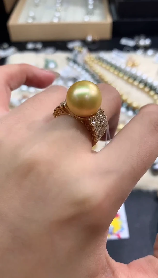 18K金镶嵌戒指海水珍珠E364|14800