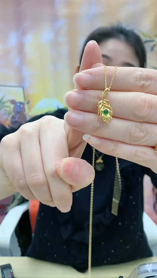 【闪购商品】翡翠吊坠(不含链)18K金镶嵌dd@@翡翠18K金叶子吊坠3704