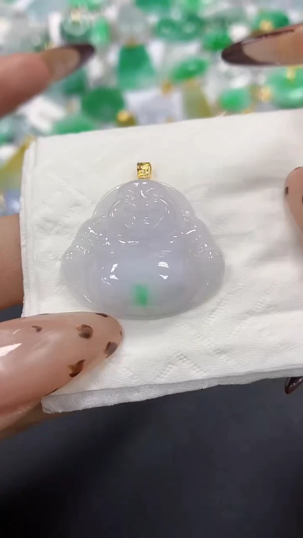 颈饰18K金镶嵌翡翠a货假一赔三支持复检百元上9元证书费自理