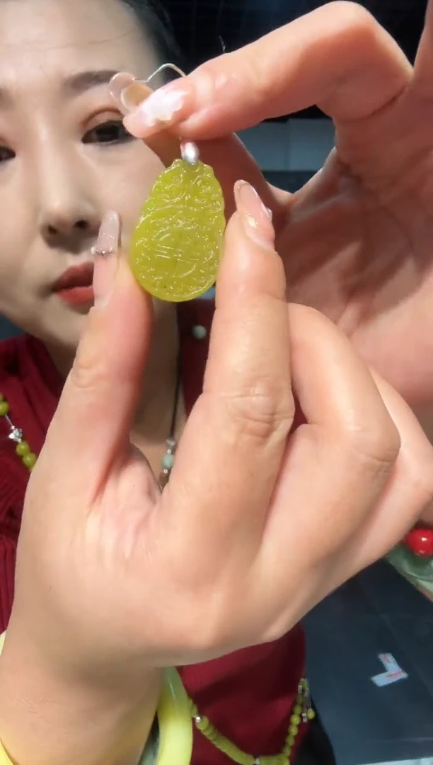 【闪购商品】岫玉耳坠银S925镶嵌黄金玉福牌耳坠