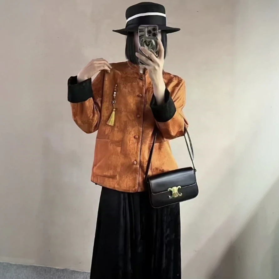 《英佳推荐》新中式提花春秋双面中国风百搭宽松上衣