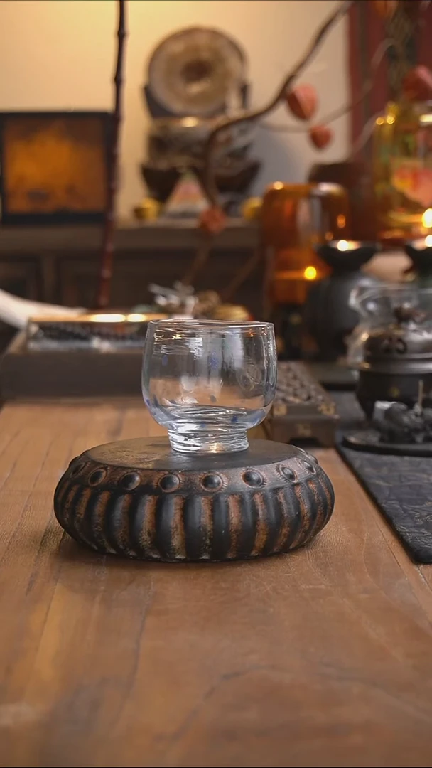 饴山琉璃蓝金星主人杯透明色