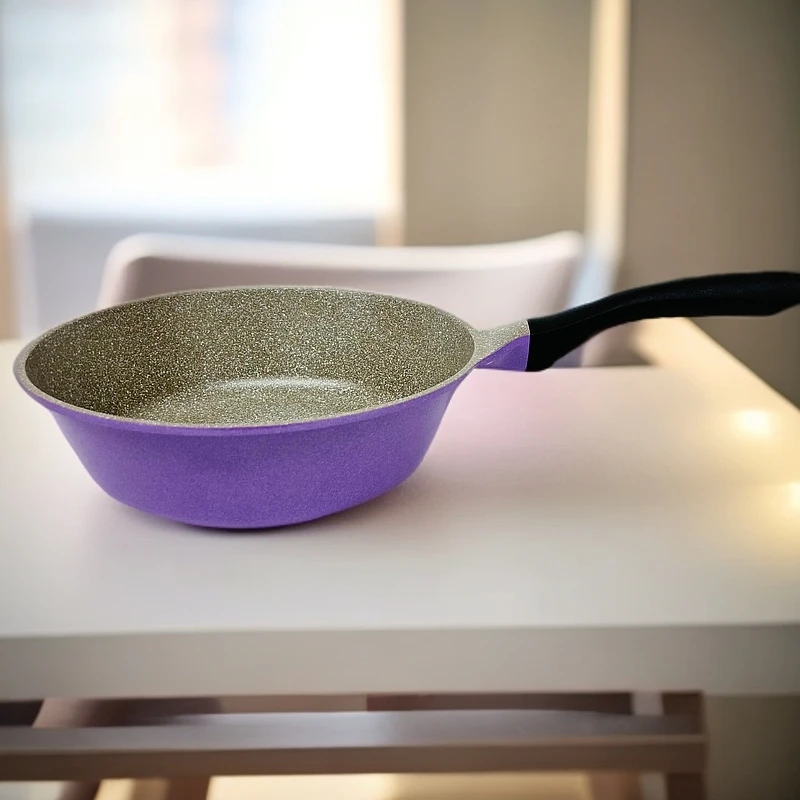 爱合米进口新款麦饭石炒锅不粘锅家用无烟炒锅26cm轻便不累手