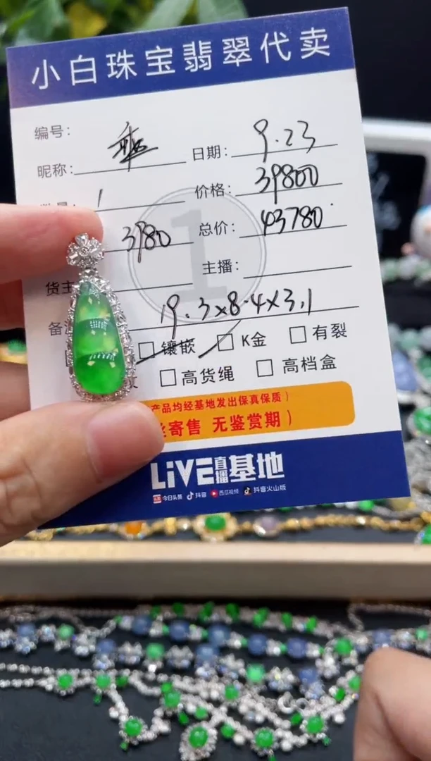 吊坠(不含链)18K金镶嵌翡翠乘***?吊坠