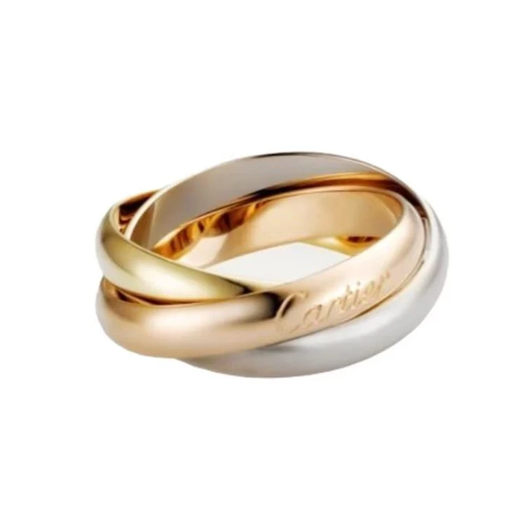 99新 Cartier/卡地亚 18k三色金三环Trinity戒指