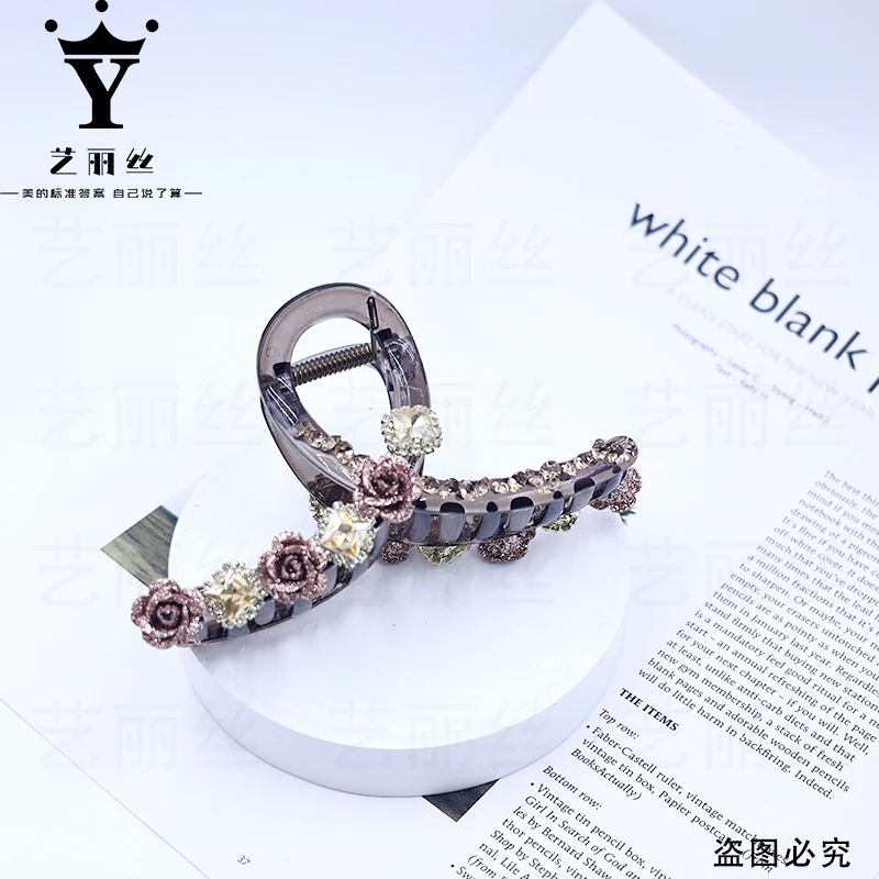 艺丽丝 新款闪钻8/11cm抓夹 [鎏金玫瑰] 时尚抓夹YL1007