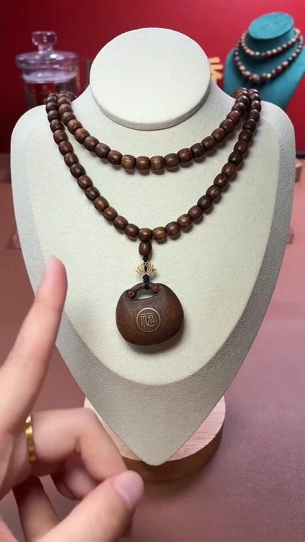 沉香手串沉水越南芽庄金丝油黄棋6x6代代有福设计