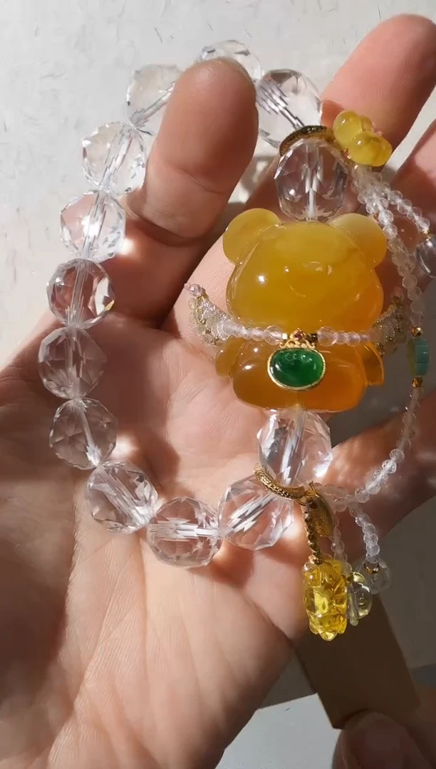 未镶嵌蜜蜡手链蜜蜡小熊手链