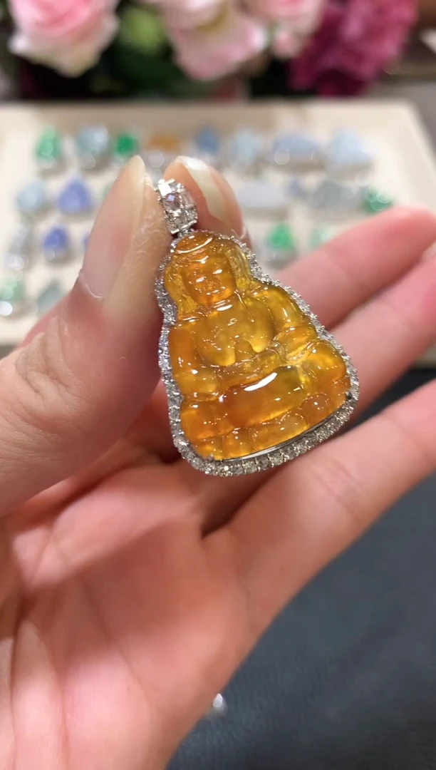 吊坠(不含链)18K金镶嵌翡翠z213