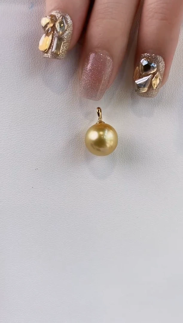 吊坠(不含链)18K金镶嵌海水珍珠12-13南洋金珍珠吊坠