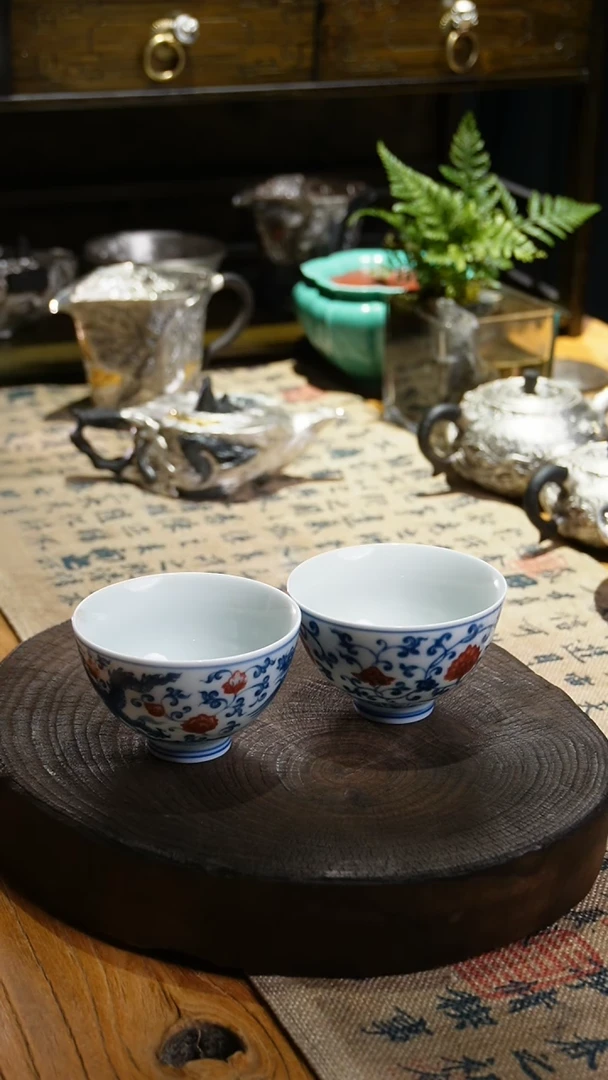 【闪购商品】福器艺术龙凤＋缠枝莲主人杯组合