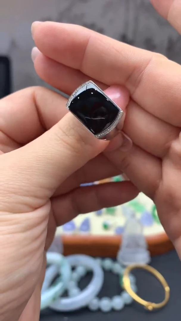 【闪购商品】翡翠戒指18K金镶嵌5-天然翡翠