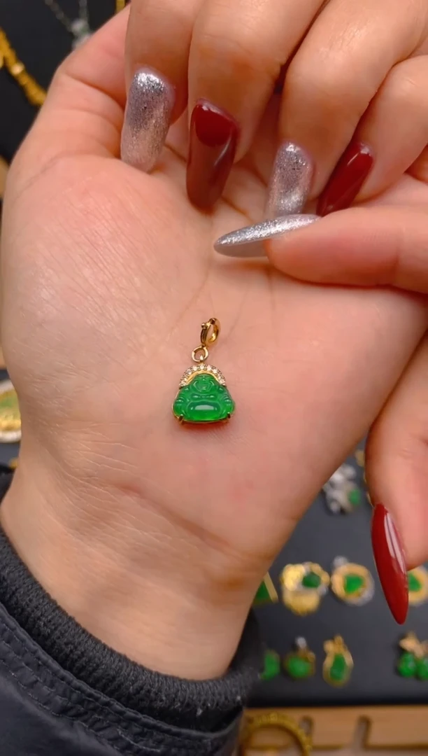 吊坠(不含链)银S925镶嵌翡翠佛公万能扣