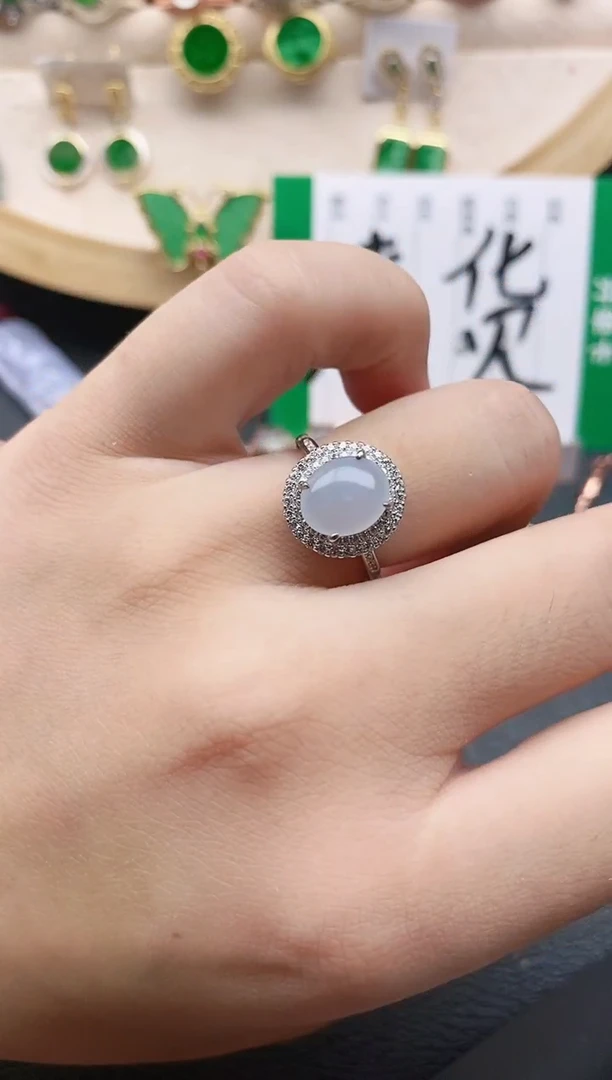 翡翠戒指银S925镶嵌1111