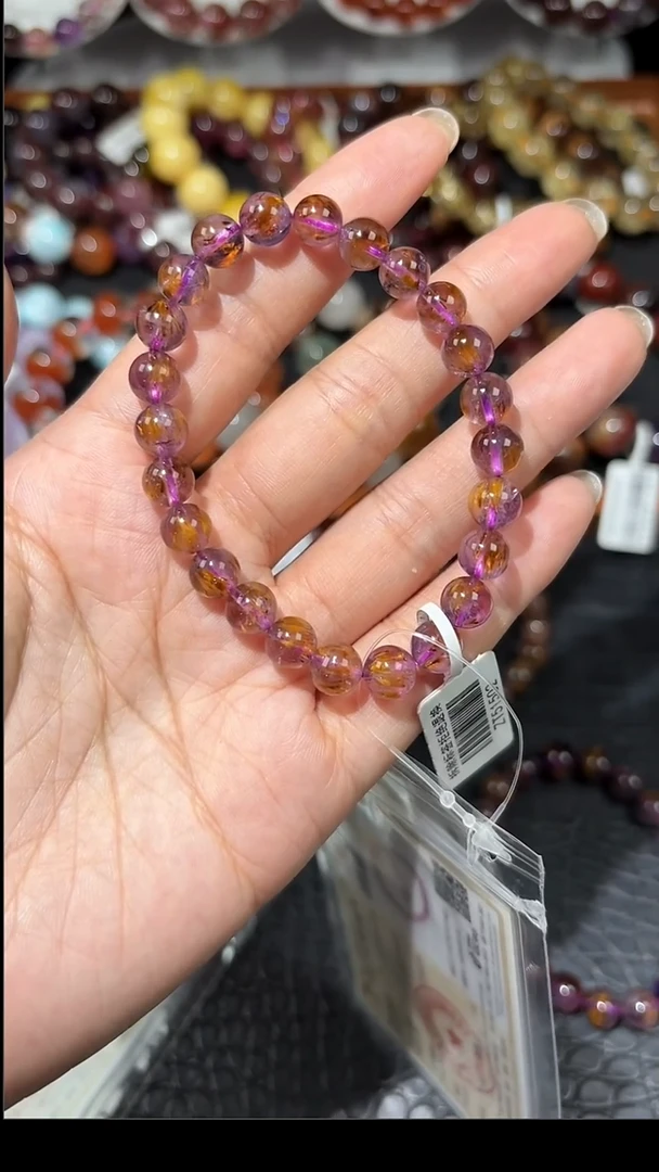 未镶嵌手链水晶宇*桥7mm极光紫钛手链单圈（多样性发其一）