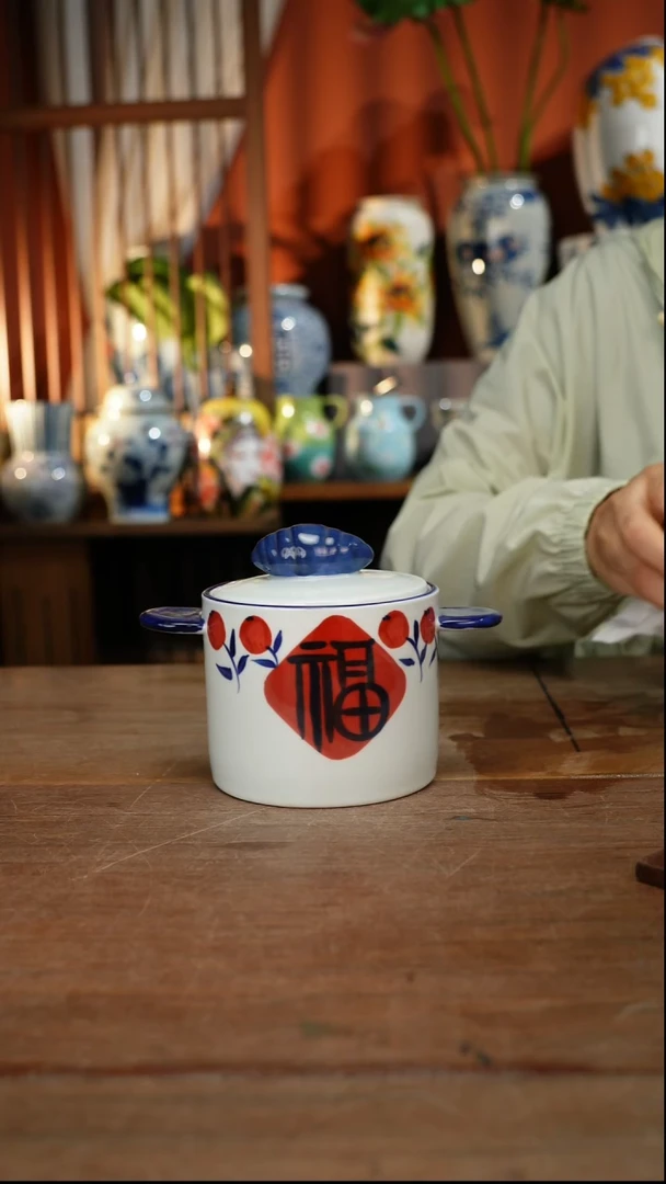 瓷片【简家甄选】景德镇设计师釉下手绘陶瓷餐具