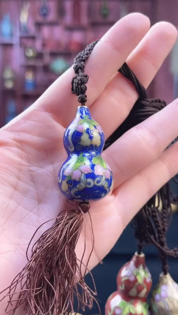非遗 景泰蓝吊坠 立体葫芦 宝蓝