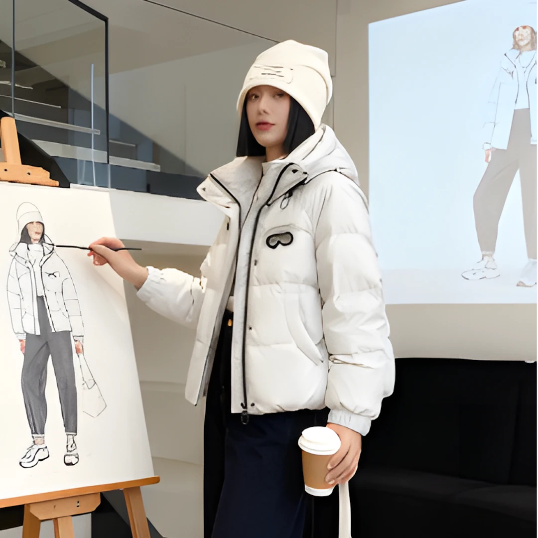 801小个子休闲减龄短款加厚连帽贲松时尚防风外套Z