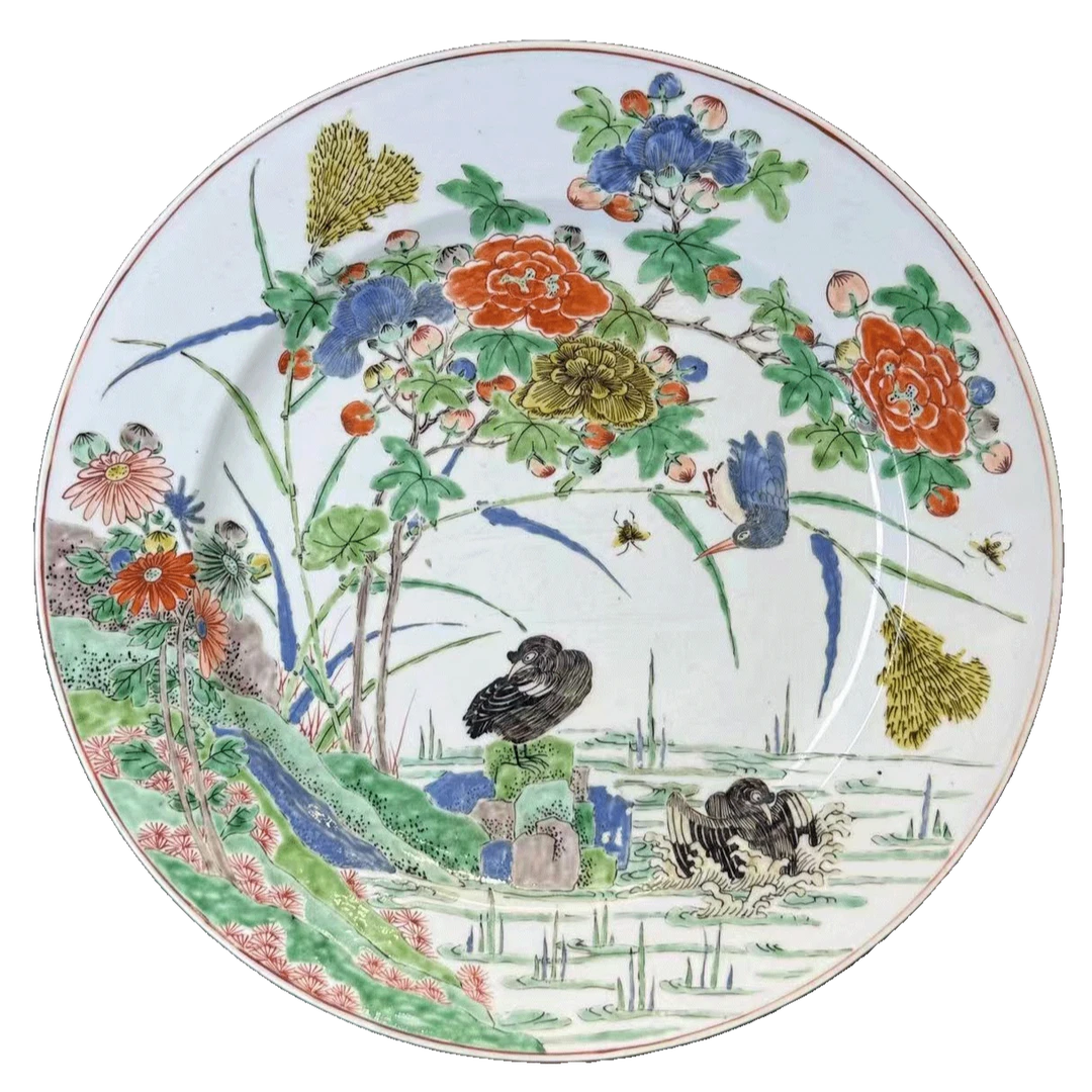 25290486-2t五彩花鸟纹盘