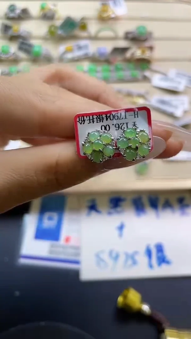 银S925镶嵌戒指翡翠翡翠 蛋面 银S925镶嵌