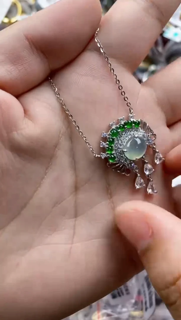 翡翠戒指银S925镶嵌444444   4+