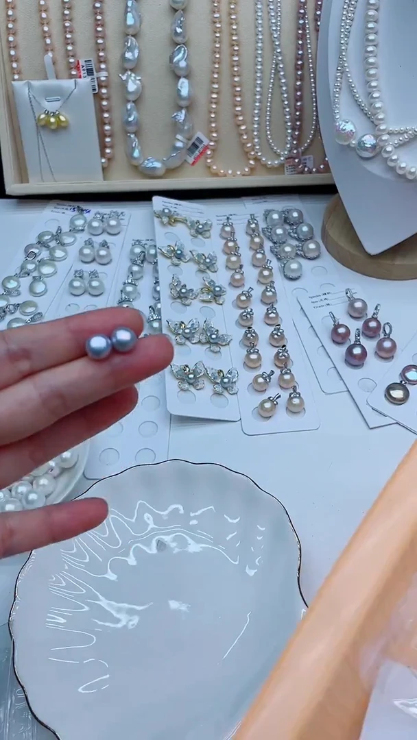 淡水珍珠银S925镶嵌项链耳钉多样性发其一