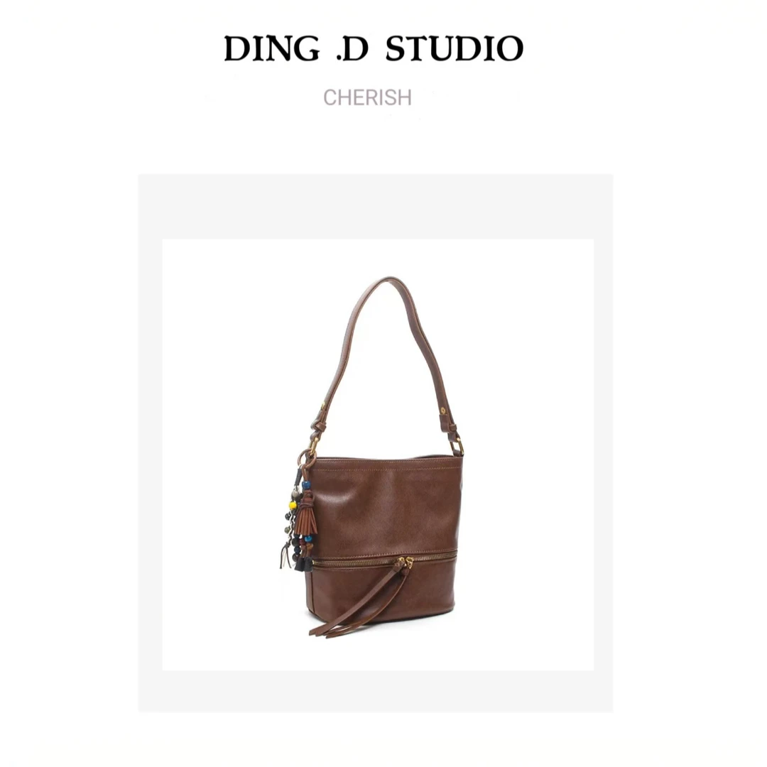 【流苏水桶】DING.D新品百搭简约单肩休闲时尚气质ins女包24576