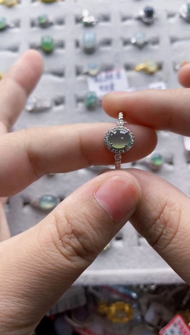 翡翠戒指银S925镶嵌99999999   5