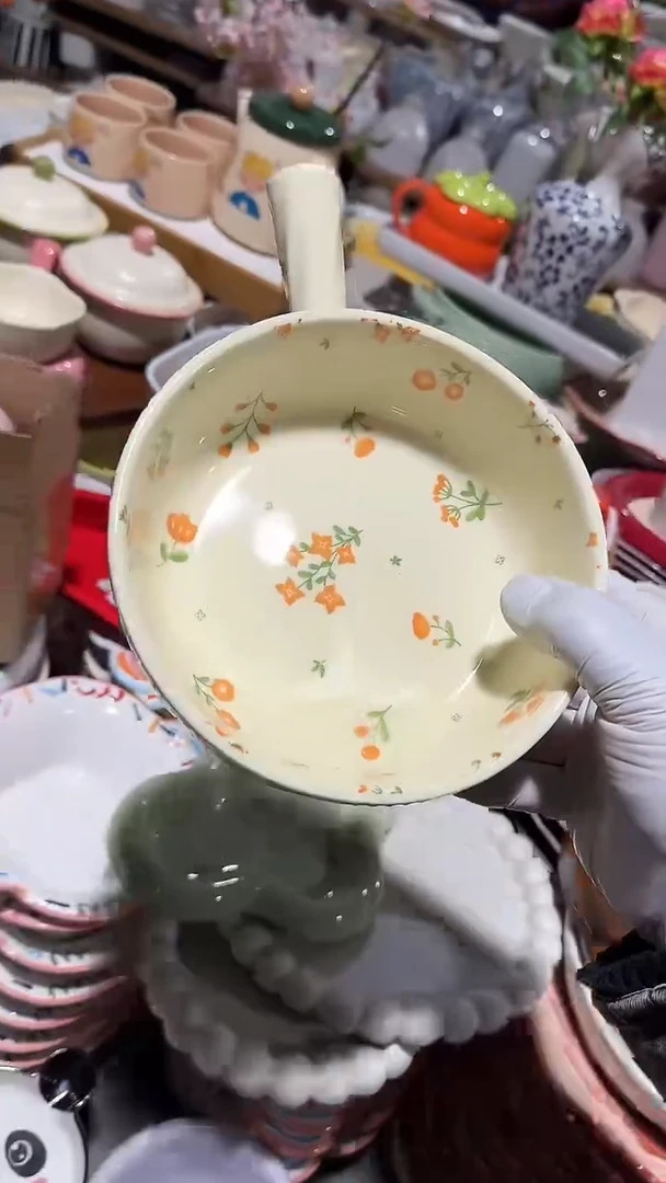 陶瓷花朵手柄碗微瑕 凑满20元包邮