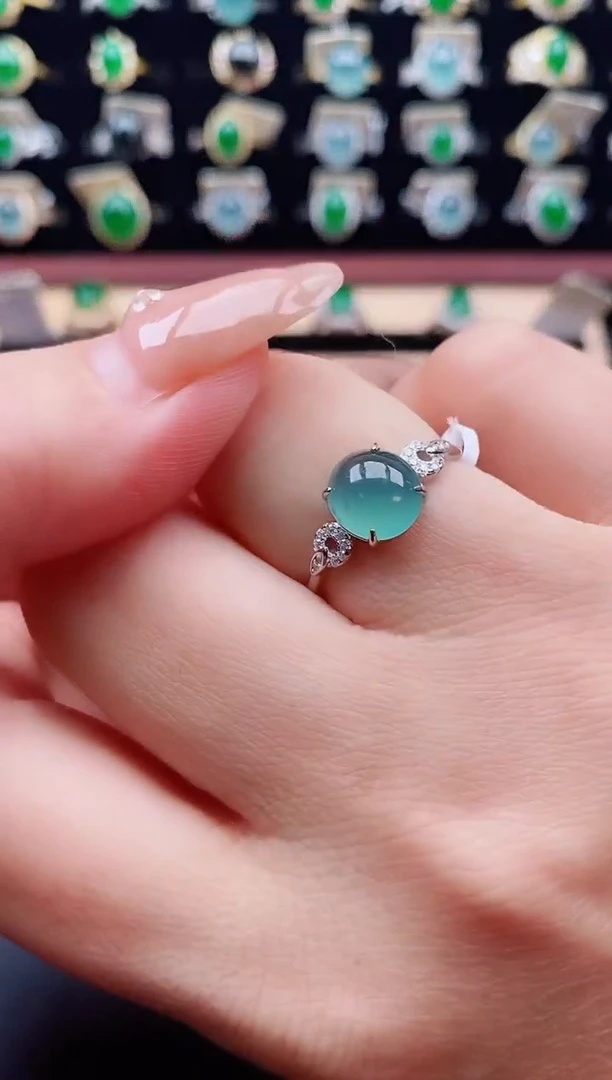 银S925镶嵌戒指翡翠1