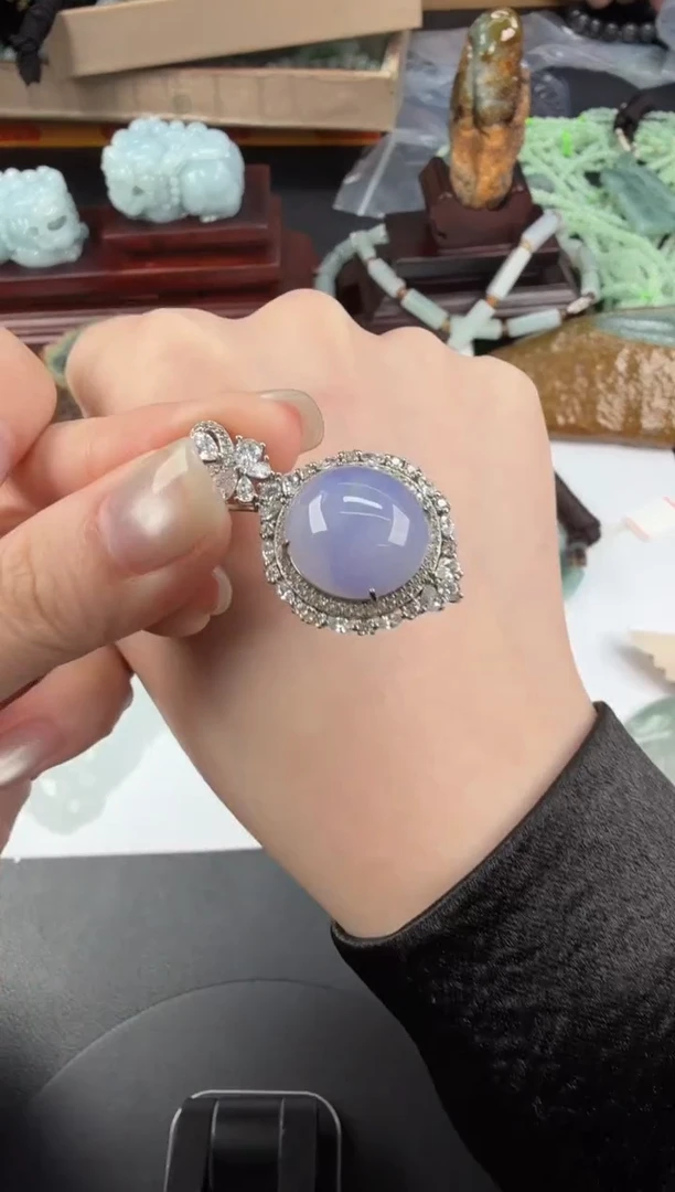 吊坠(不含链)银S925镶嵌翡翠翡翠饰品-159