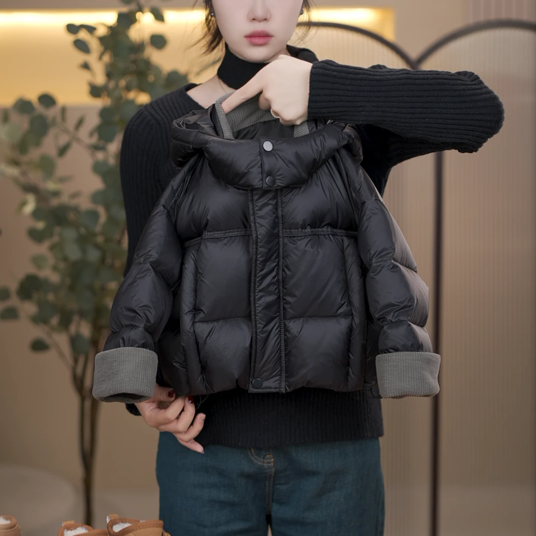 【菠菜不菜】2025白鸭绒羽绒服极寒系列双倍充绒韩版翻袖反季羽绒服