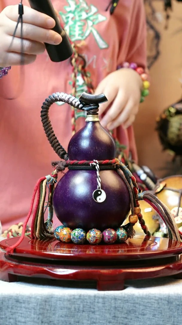 大漆酒葫芦，一物一拍+送底座漏斗0069