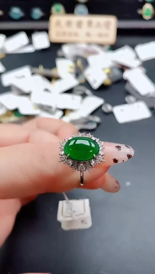 银S925镶嵌戒指翡翠1