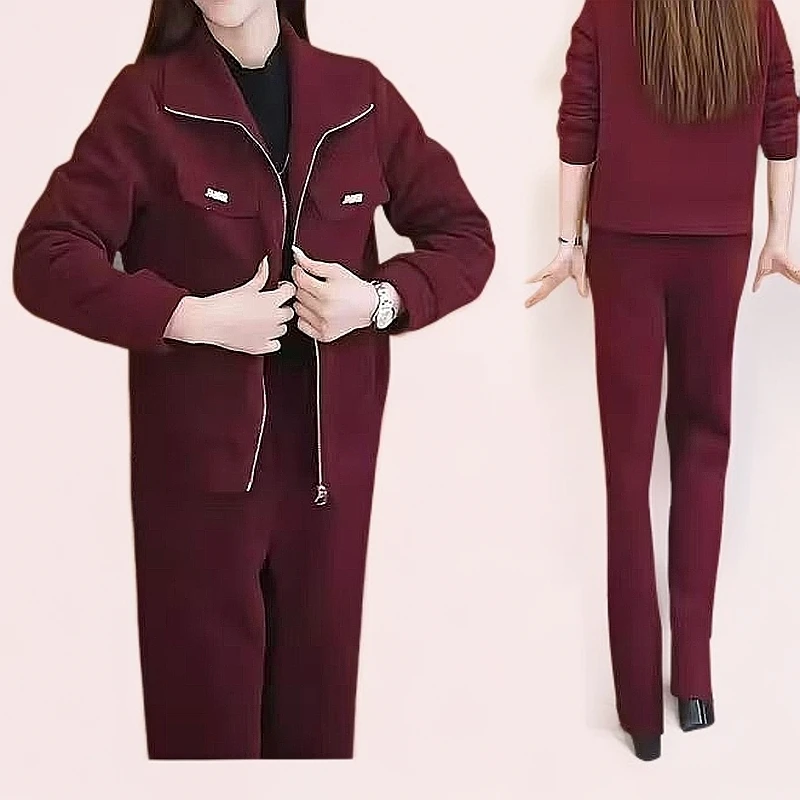 显瘦加绒加厚洋气休闲减龄时尚套装2025新款女士秋冬两件秋季