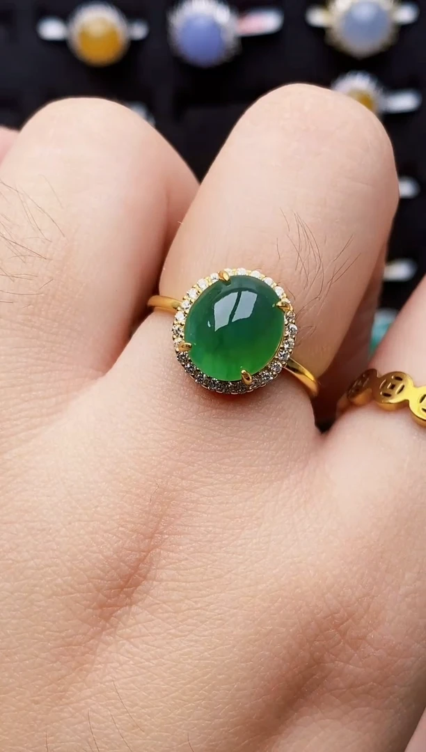 银S925镶嵌戒指翡翠3231