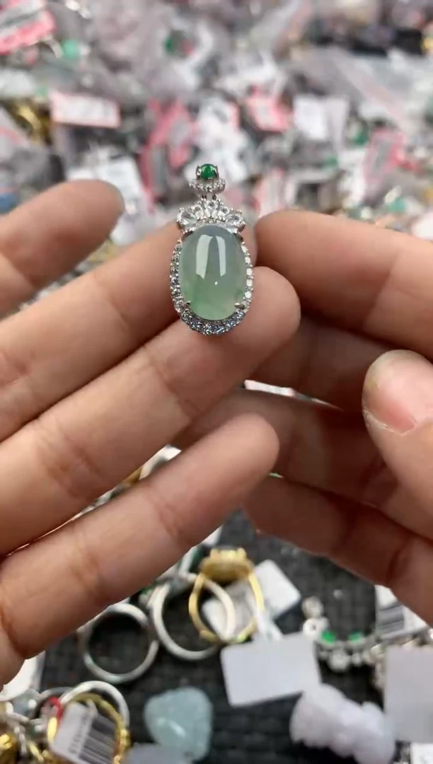 银S925镶嵌戒指翡翠1010---1