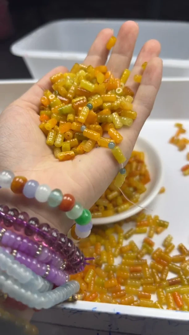 翡翠未镶嵌颈饰w2709黄翡节节高9*4mm*20颗