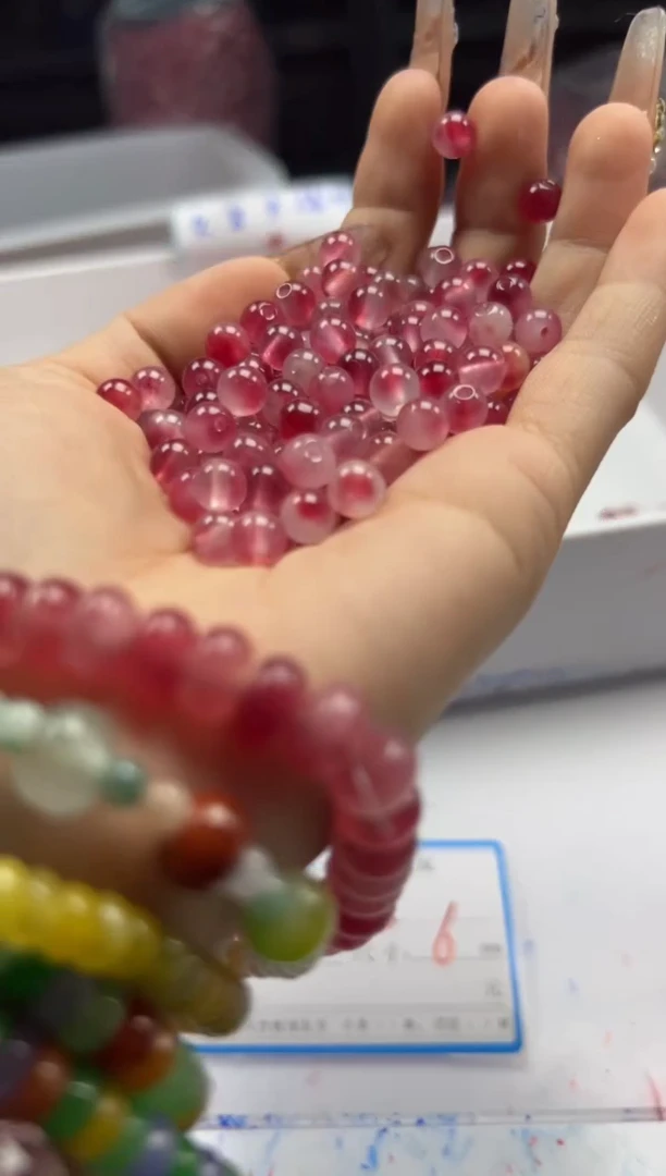 玛瑙/玉髓颈饰未镶嵌w490桃花玉6mm*50颗