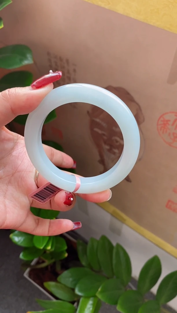 【闪购商品】翡翠手镯未镶嵌（必买 果冻胶天空蓝）35号