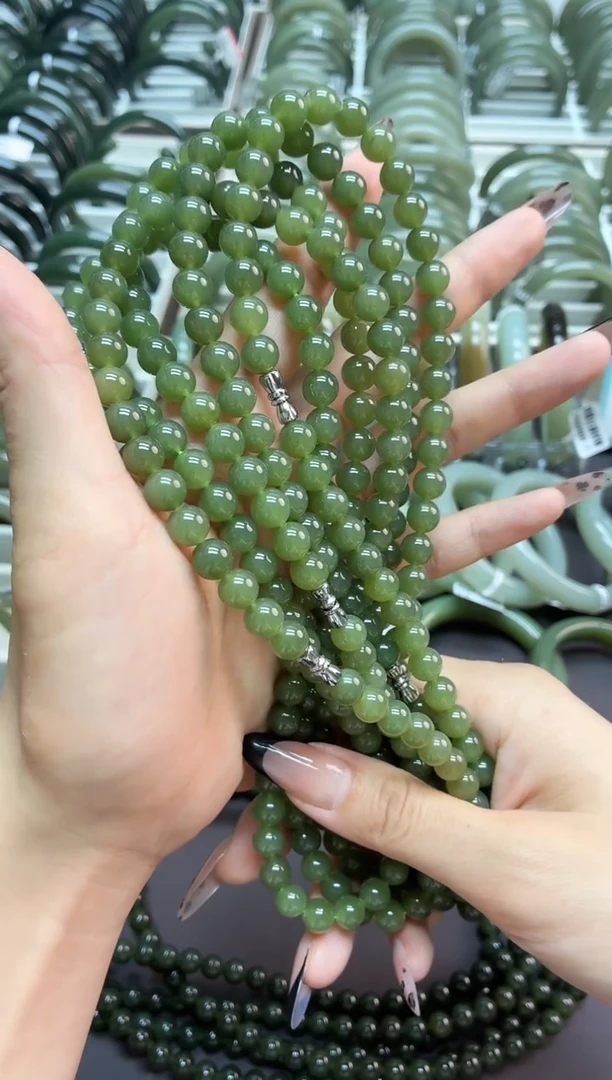 毛衣链未镶嵌和田玉新疆卡8mm妈妈链 微色差多样性发其一