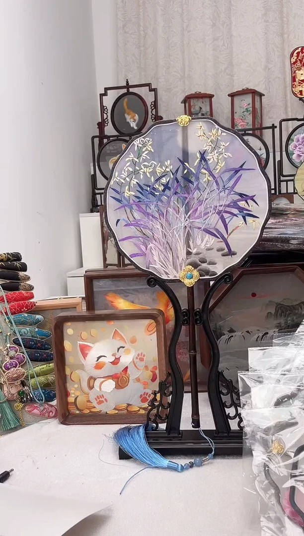 扇子绣作品手工团扇